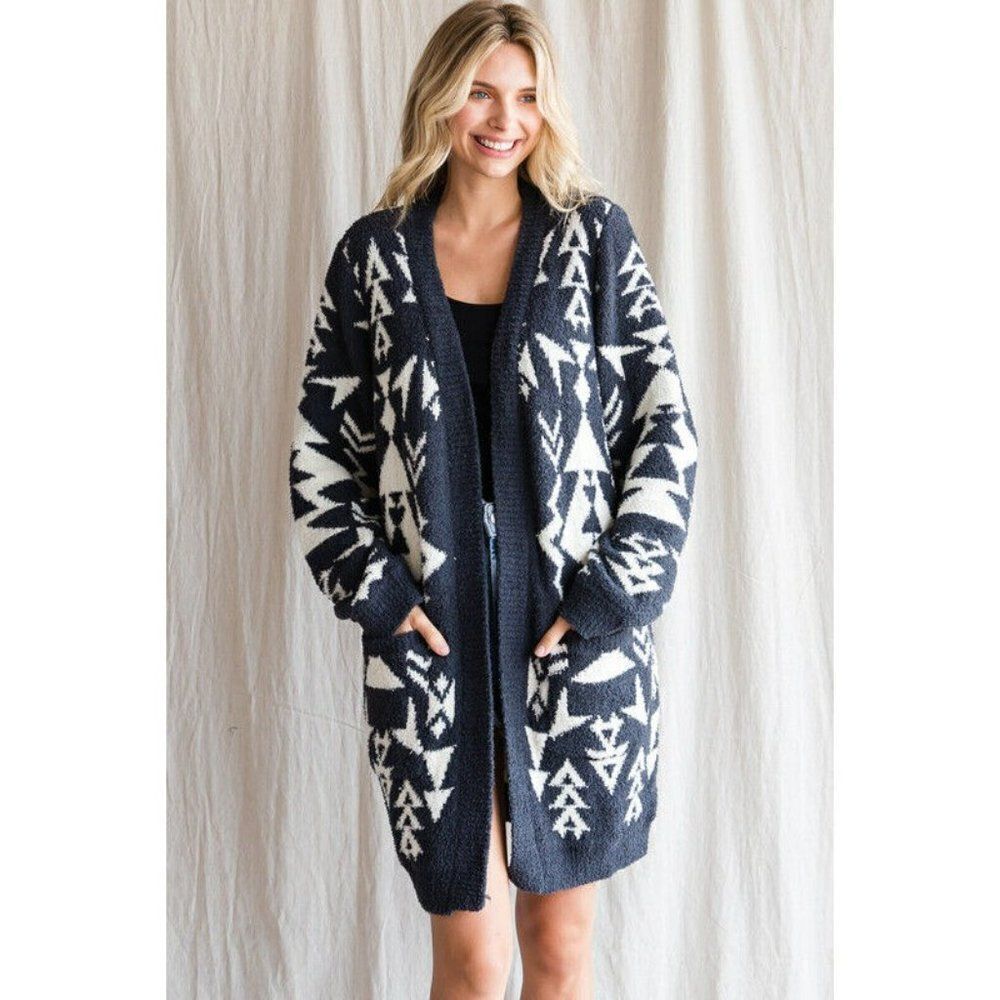 Jodifl Sequoia Cozy Chenille Cardigan in Charcoal Cream G20273